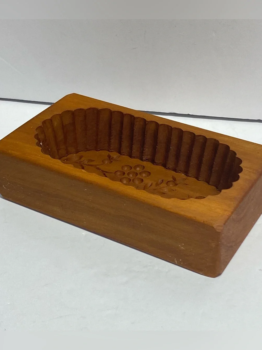 Vintage Hand Carved Wooden Butter Mold Floral Butter Press Farmhouse Primitive